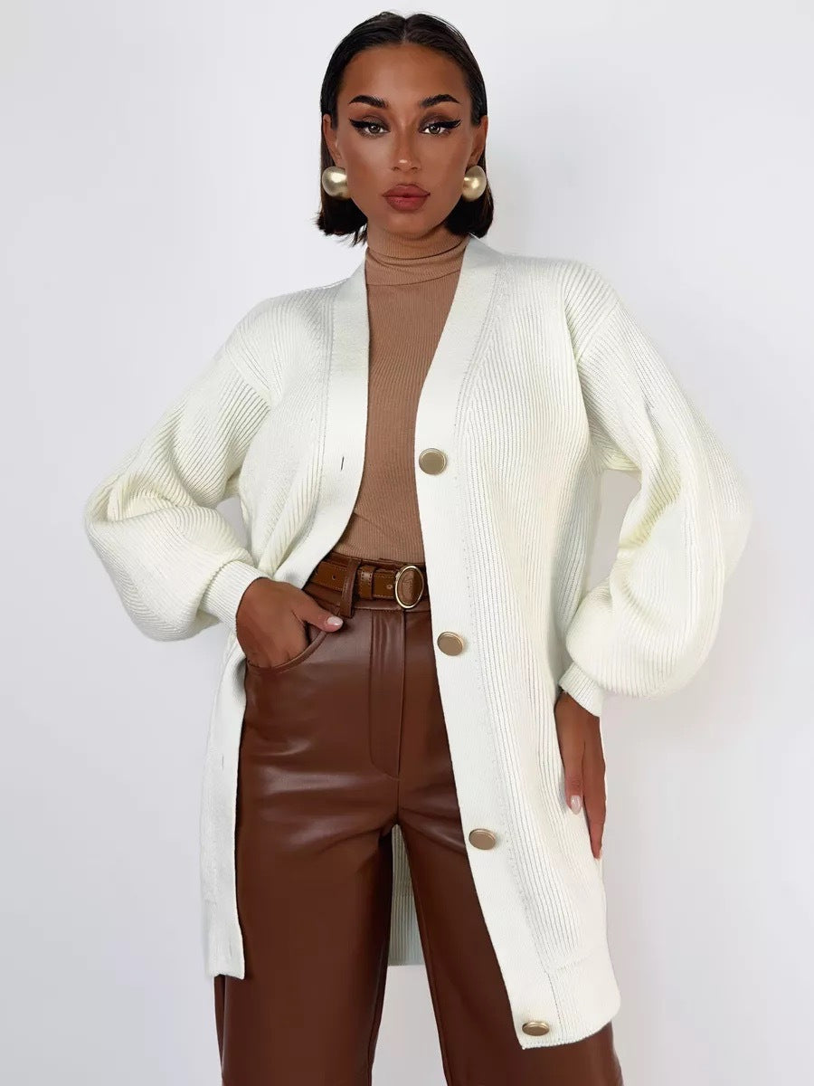Cardigan Donna Oversize in Maglia con Scollo a V | Maglione Caldo Autunno/Inverno TIAMUSE