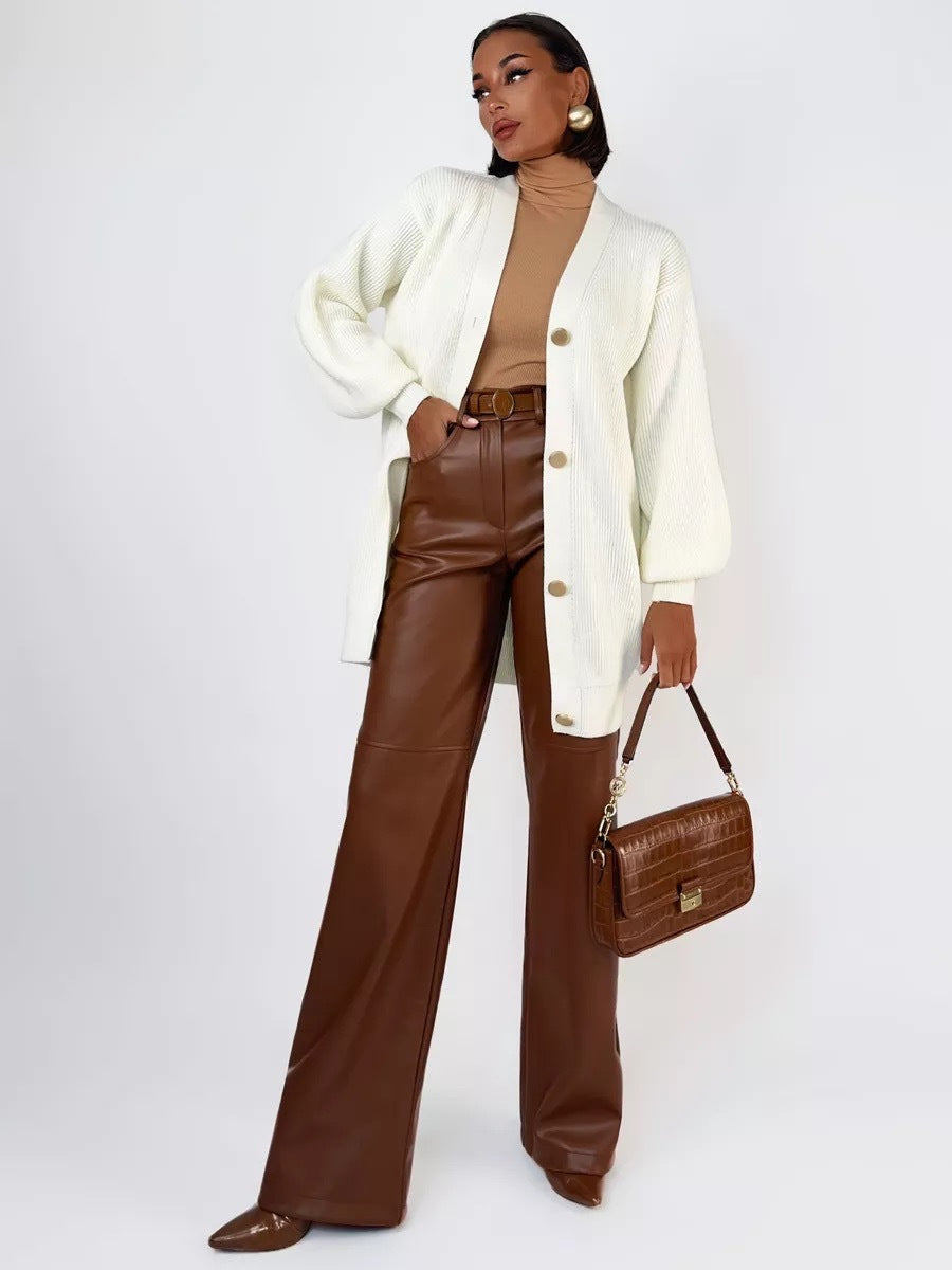 Cardigan Donna Oversize in Maglia con Scollo a V | Maglione Caldo Autunno/Inverno TIAMUSE