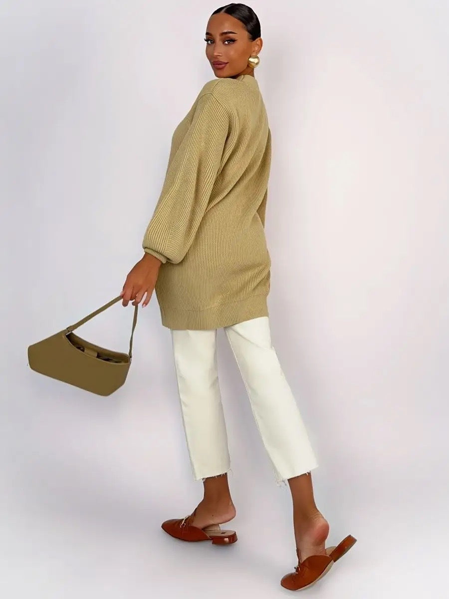 Cardigan Donna Oversize in Maglia con Scollo a V | Maglione Caldo Autunno/Inverno TIAMUSE