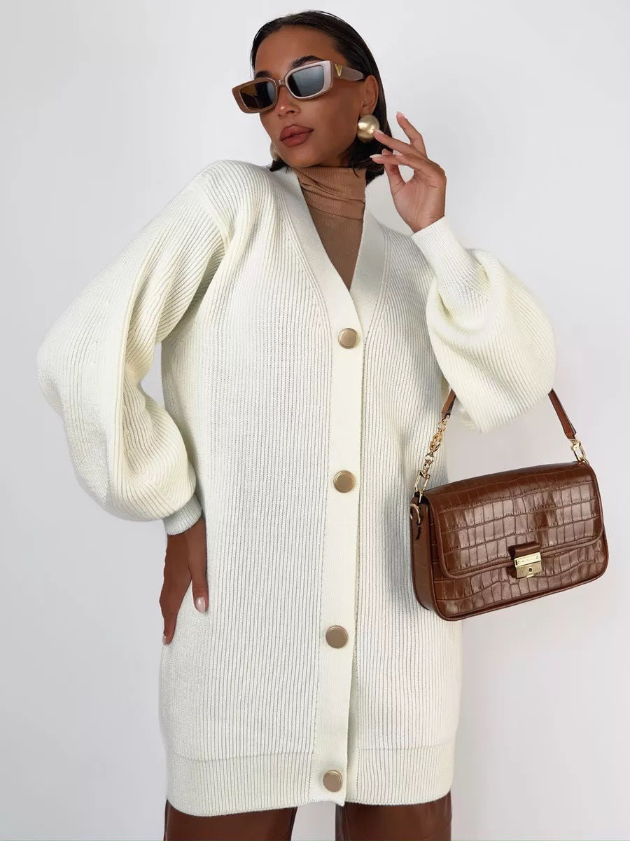 Cardigan Donna Oversize in Maglia con Scollo a V | Maglione Caldo Autunno/Inverno TIAMUSE