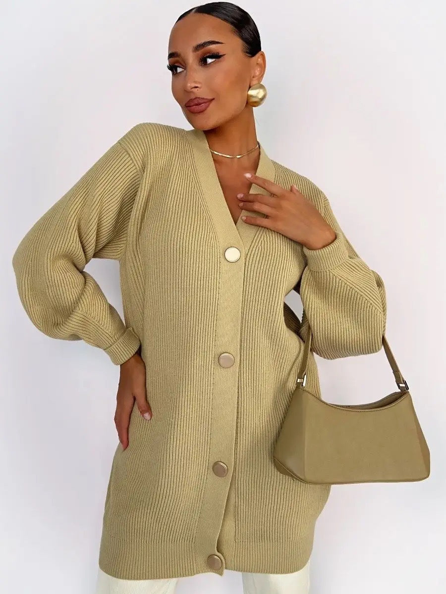 Cardigan Donna Oversize in Maglia con Scollo a V | Maglione Caldo Autunno/Inverno TIAMUSE