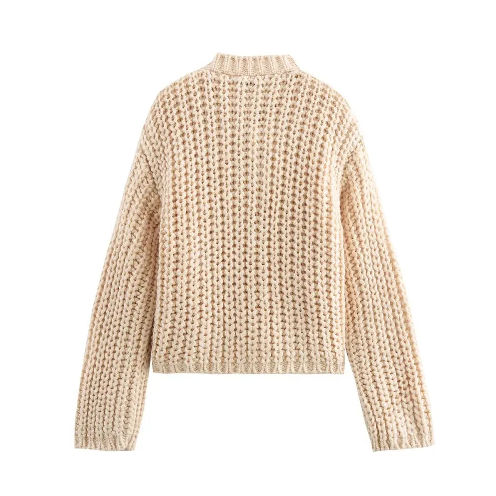 Cardigan Donna in Maglia Grossa con Bottoni e Maniche a Palloncino | Autunno/Inverno TIAMUSE Cardigan