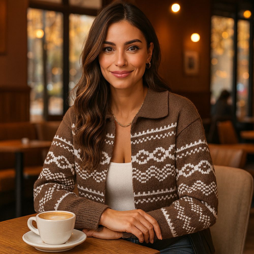 Cardigan Marrone con Cerniera | Maglione Caldo per Autunno Inverno TIAMUSE Cardigan