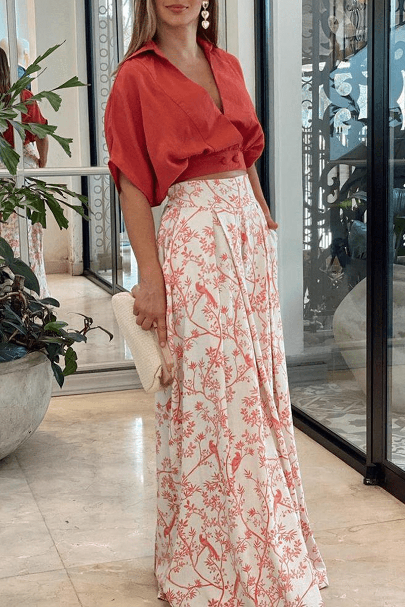 Completo Casual Due Pezzi Donna Adri | Set con Stampa, Scollo a V e Maniche Mezze TIAMUSE Two Pieces/Two-piece Pants Set