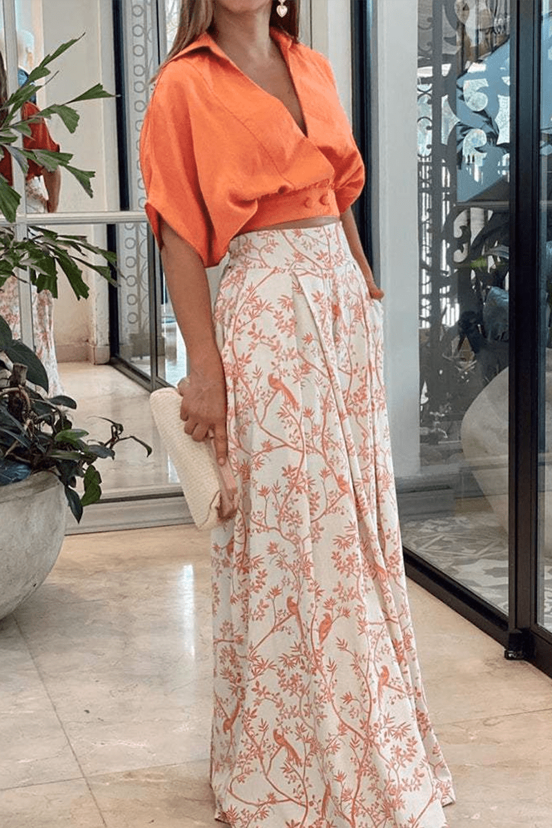 Completo Casual Due Pezzi Donna Adri | Set con Stampa, Scollo a V e Maniche Mezze TIAMUSE Two Pieces/Two-piece Pants Set