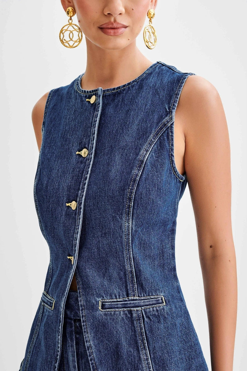 Completo Coordinato in Denim con Bottoni 2025 | Set di Tendenza per Street Style, Giornate Estive e Ufficio TIAMUSE Completo