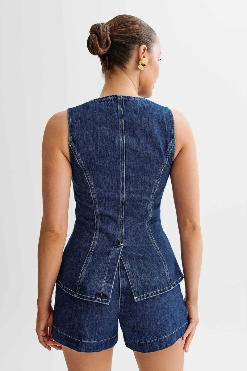 Completo Coordinato in Denim con Bottoni 2025 | Set di Tendenza per Street Style, Giornate Estive e Ufficio TIAMUSE Completo