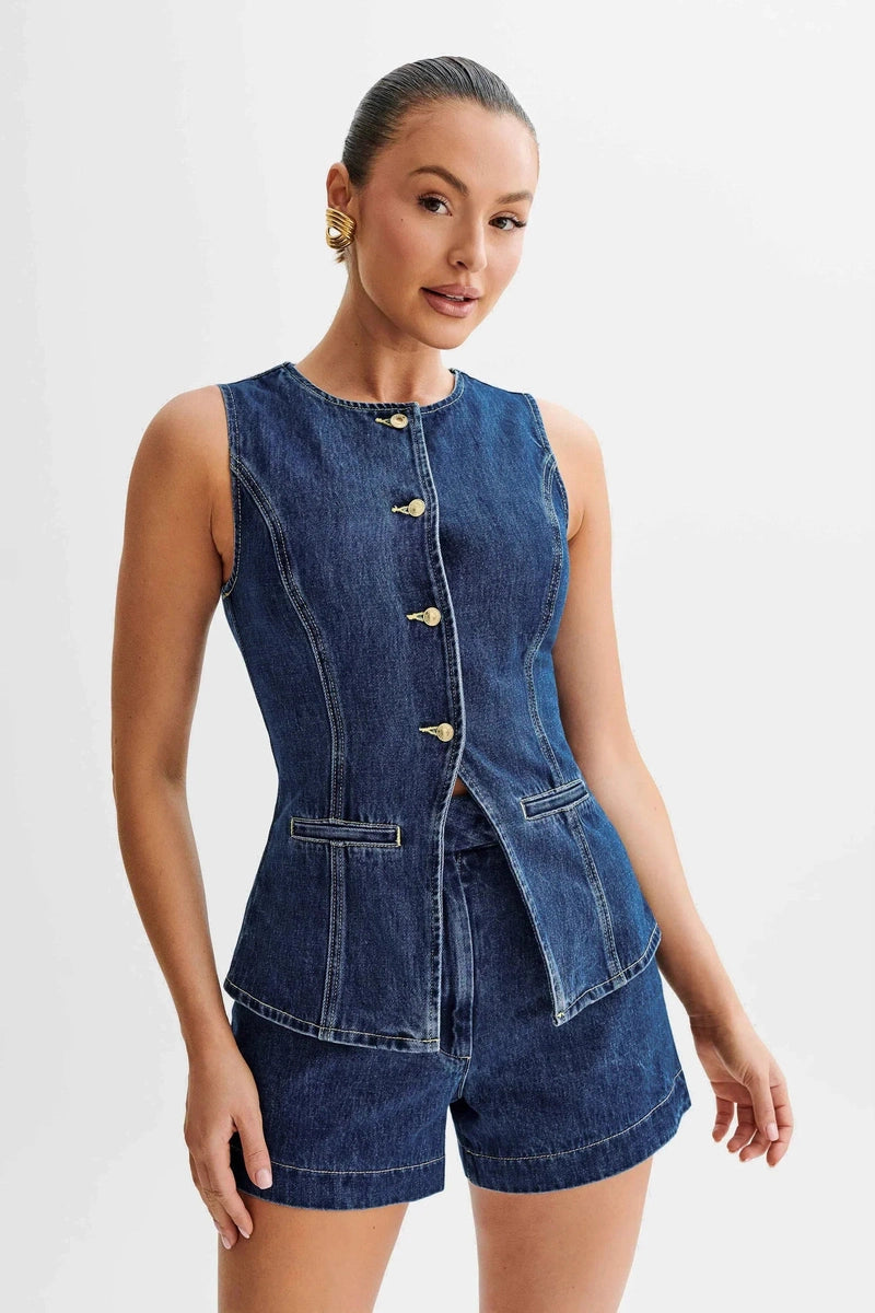 Completo Coordinato in Denim con Bottoni 2025 | Set di Tendenza per Street Style, Giornate Estive e Ufficio TIAMUSE Completo
