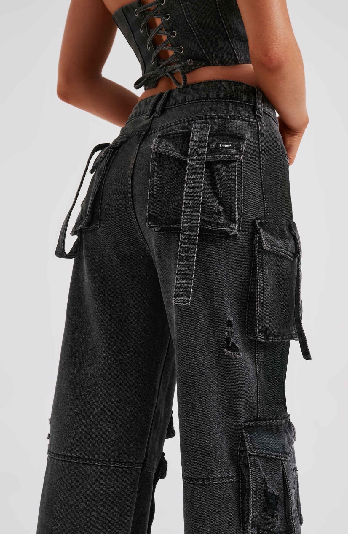 Completo Donna in Denim con Corsetto e Cargo Pants TIAMUSE