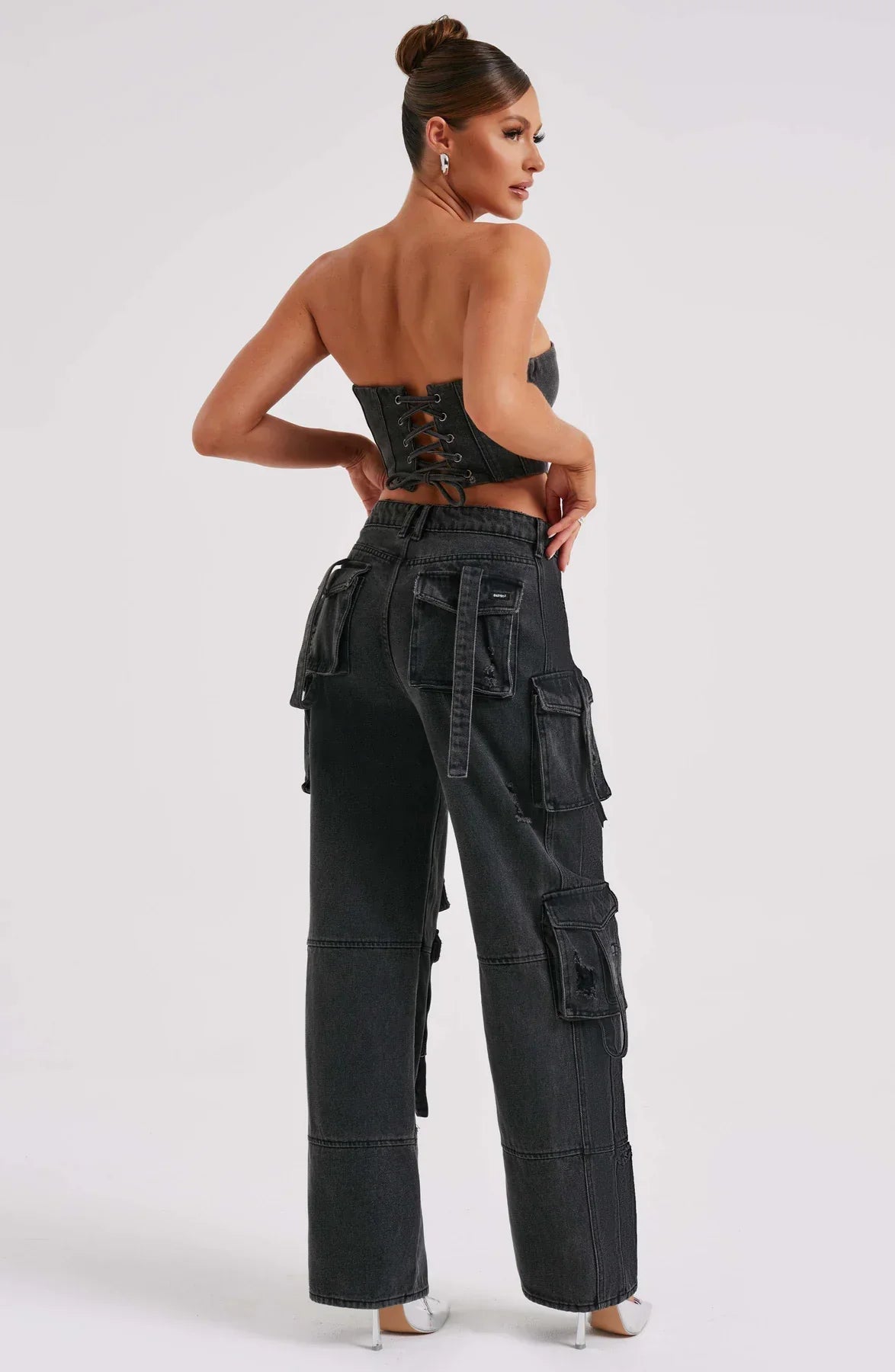 Completo Donna in Denim con Corsetto e Cargo Pants TIAMUSE
