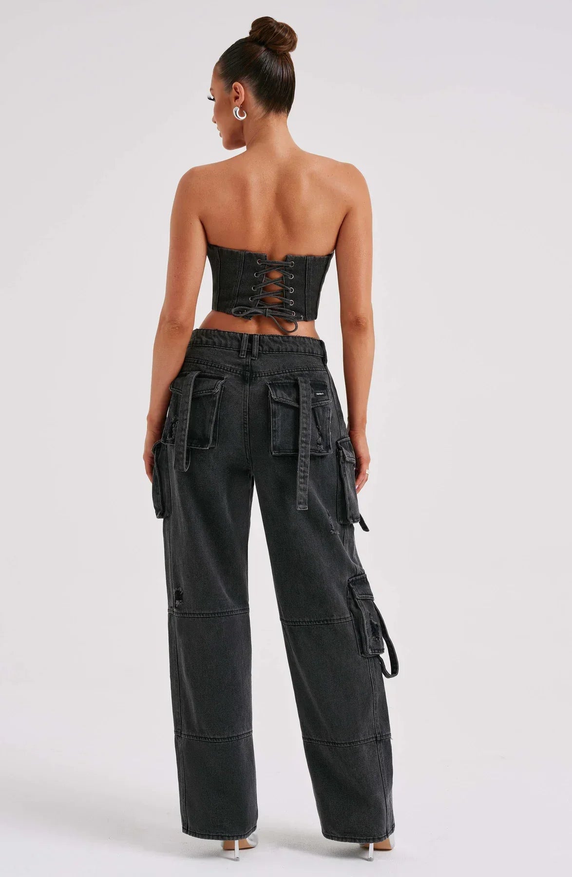 Completo Donna in Denim con Corsetto e Cargo Pants TIAMUSE