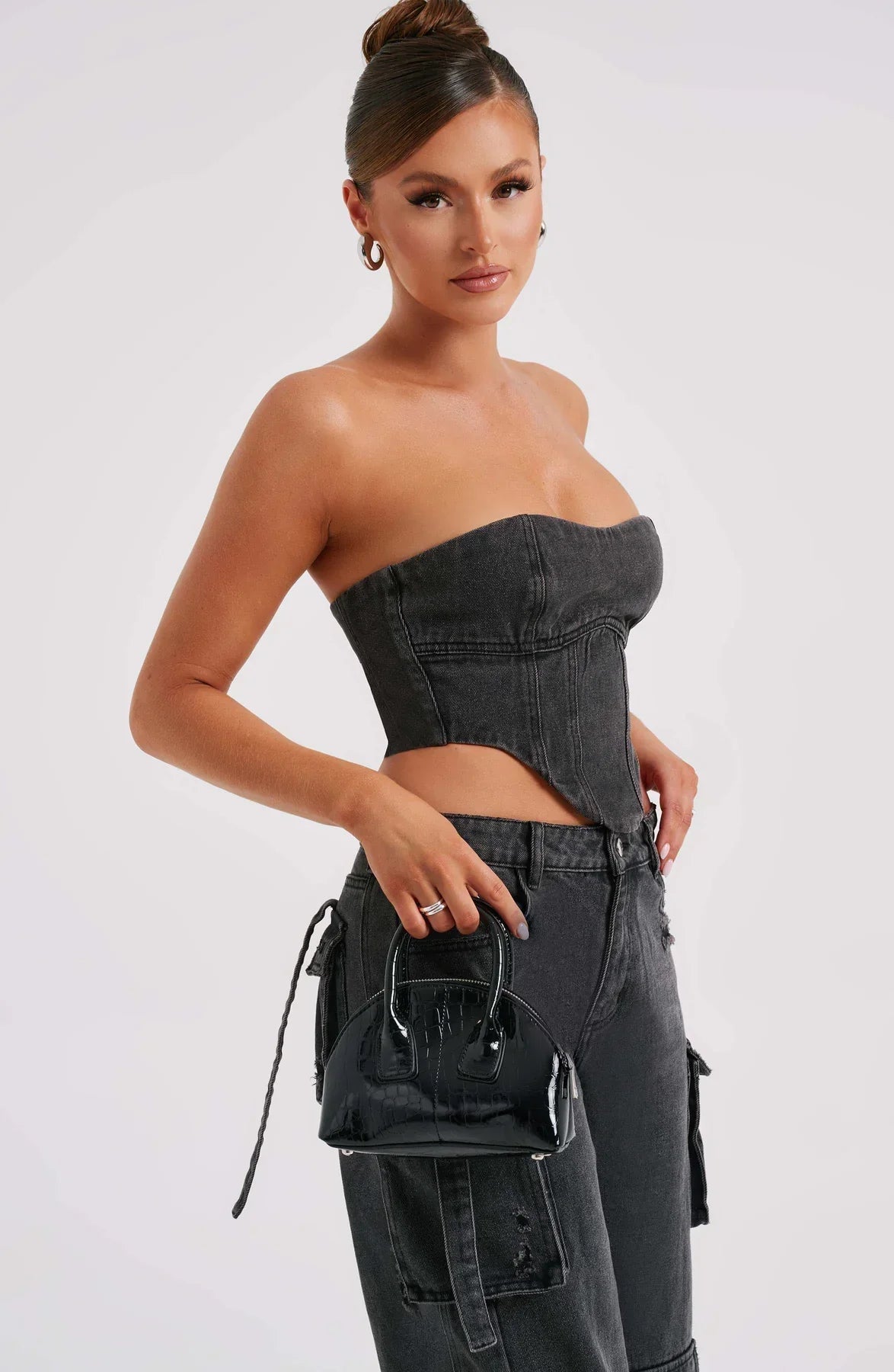 Completo Donna in Denim con Corsetto e Cargo Pants TIAMUSE