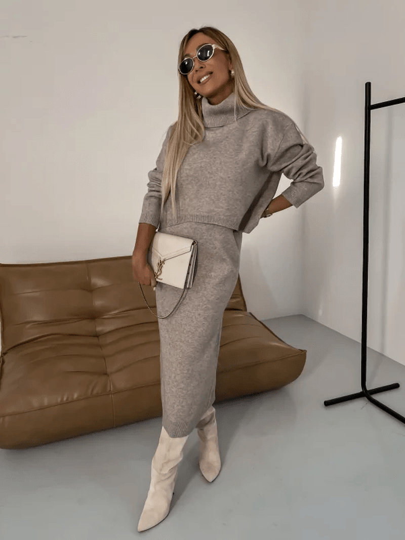 Completo Elegante Donna 2025 | Ensemble Maglione e Abito in Maglia TIAMUSE Sets