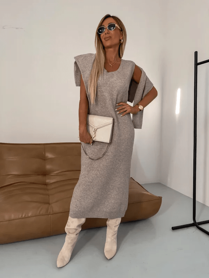 Completo Elegante Donna 2025 | Ensemble Maglione e Abito in Maglia TIAMUSE Sets