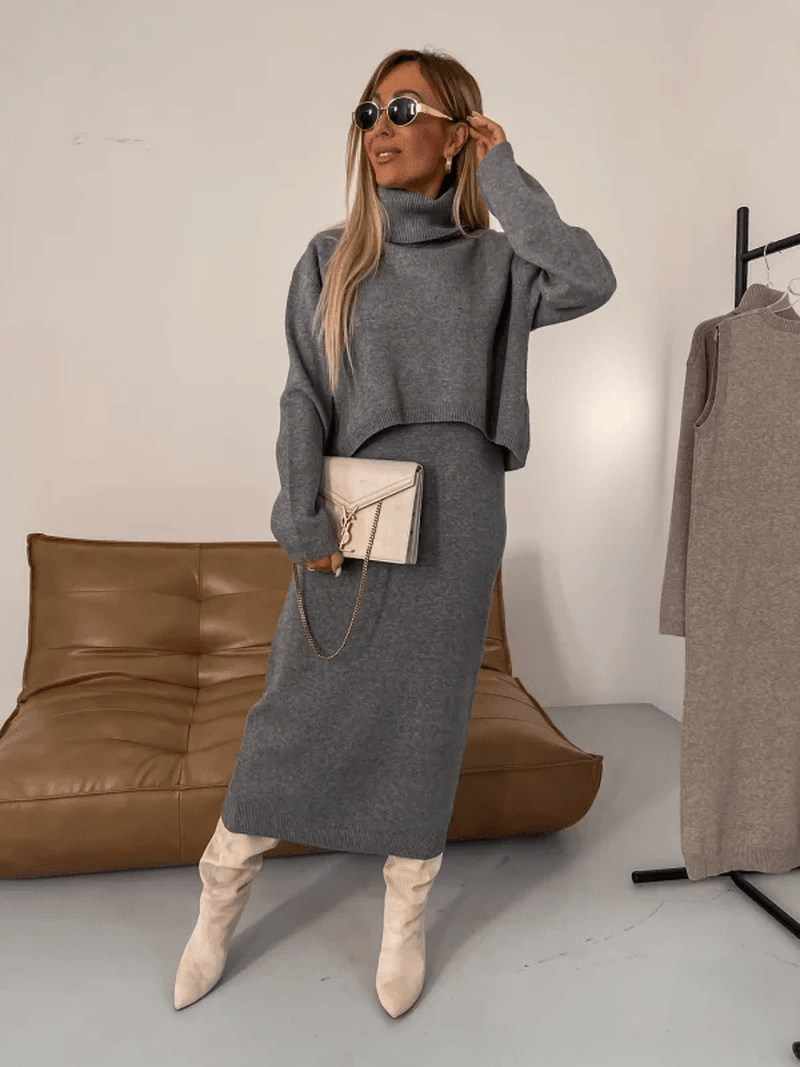 Completo Elegante Donna 2025 | Ensemble Maglione e Abito in Maglia TIAMUSE Sets