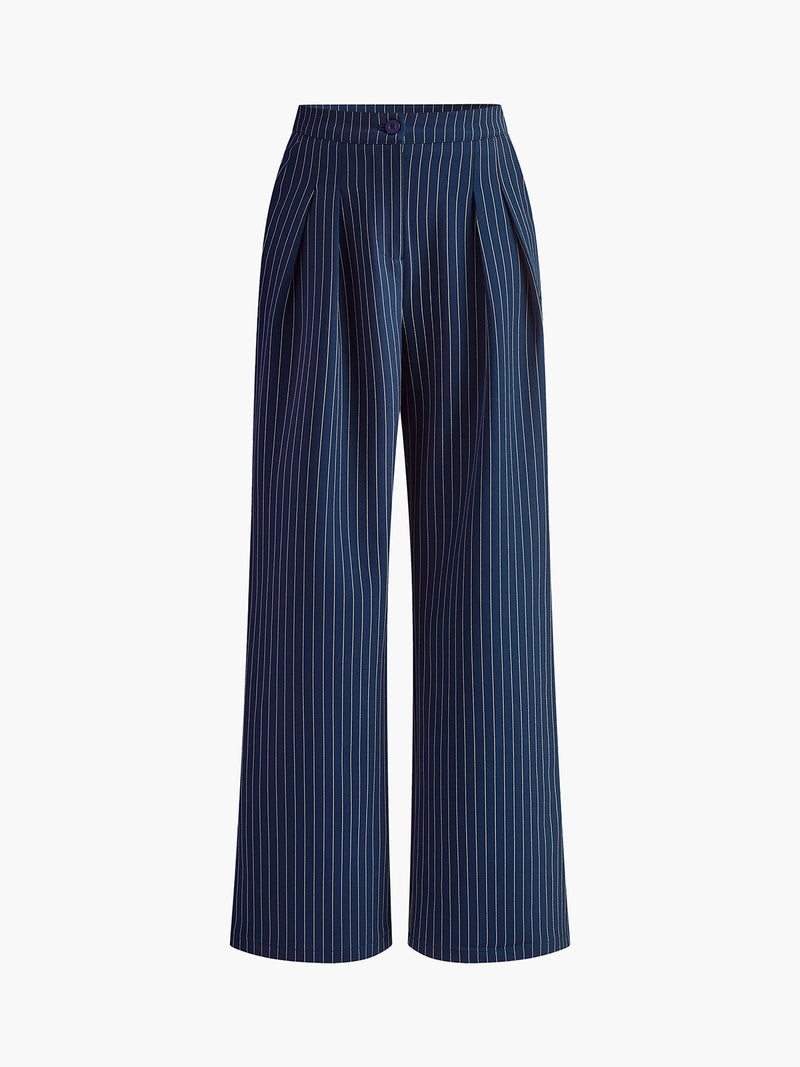 Emilis – Pantaloni Eleganti a Righe Blu con Gamba Larga | Look Raffinato e Versatile per Ufficio, Uscite e Stile Quotidiano TIAMUSE Pants Women