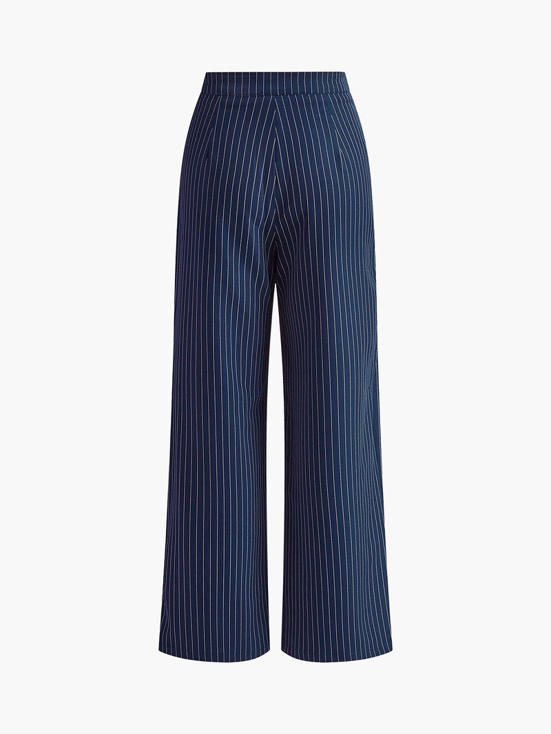 Emilis – Pantaloni Eleganti a Righe Blu con Gamba Larga | Look Raffinato e Versatile per Ufficio, Uscite e Stile Quotidiano TIAMUSE Pants Women