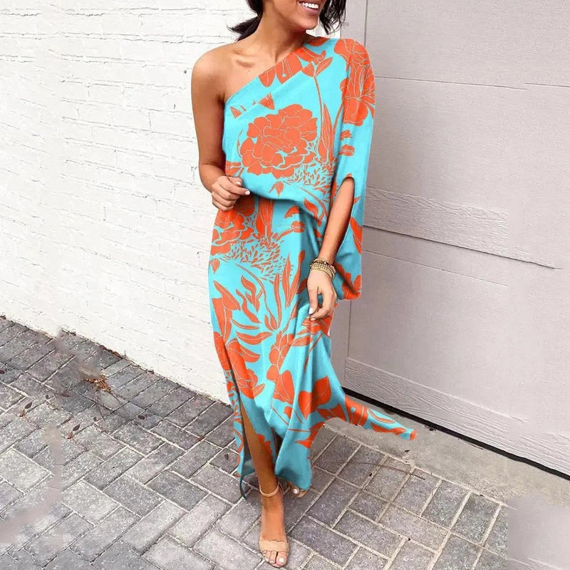 Franca Abito Maxi Boho-Chic | Vestito Stampato con Spalla Scoperta per l’Estate 2025 TIAMUSE dress