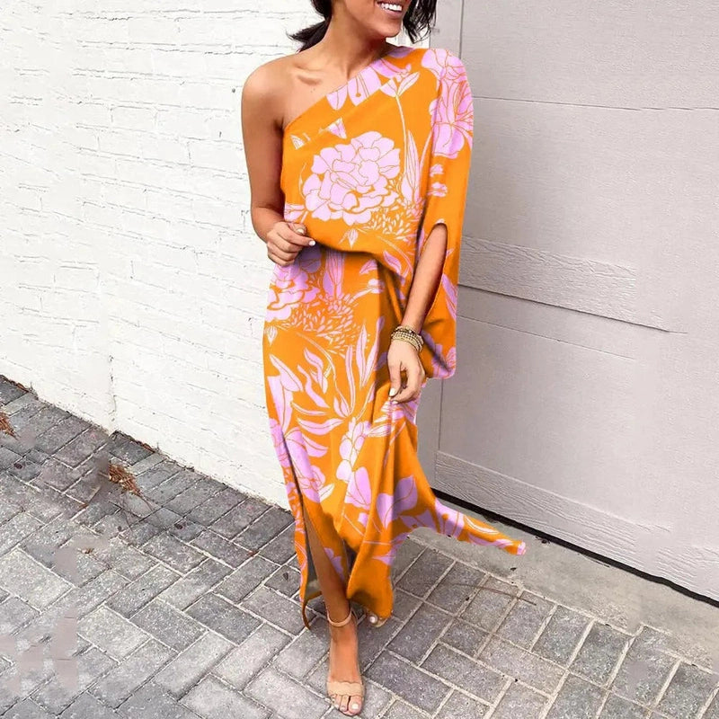 Franca Abito Maxi Boho-Chic | Vestito Stampato con Spalla Scoperta per l’Estate 2025 TIAMUSE dress