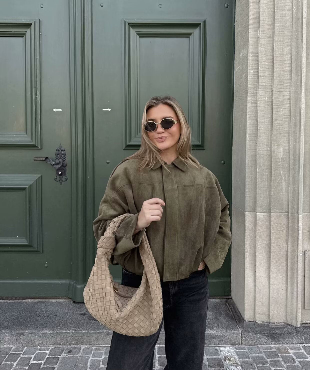 Giacca Bomber Donna in Pelle Scamosciata | Stile Pilota, Zip, Autunno/Inverno TIAMUSE Outwear