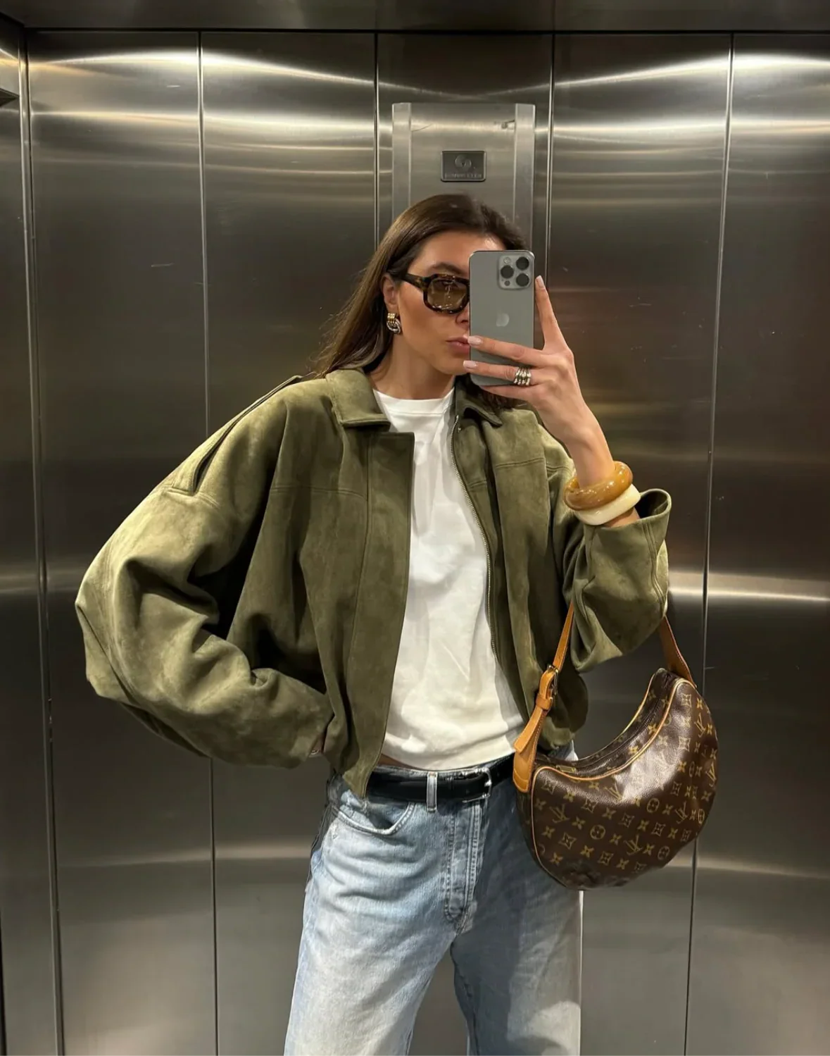 Giacca Bomber Donna in Pelle Scamosciata | Stile Pilota, Zip, Autunno/Inverno TIAMUSE Outwear