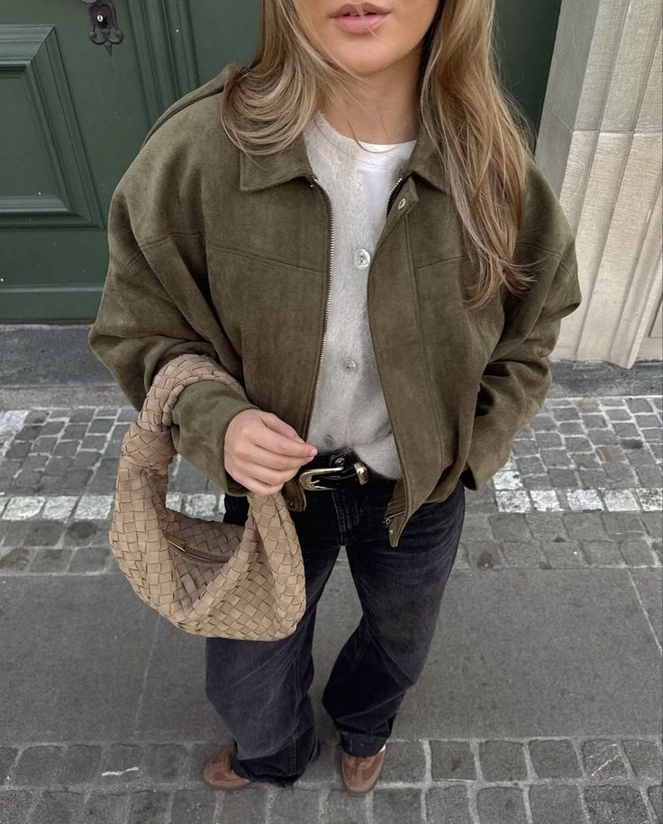 Giacca Bomber Donna in Pelle Scamosciata | Stile Pilota, Zip, Autunno/Inverno TIAMUSE Outwear