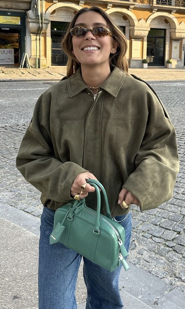 Giacca Bomber Donna in Pelle Scamosciata | Stile Pilota, Zip, Autunno/Inverno TIAMUSE Outwear