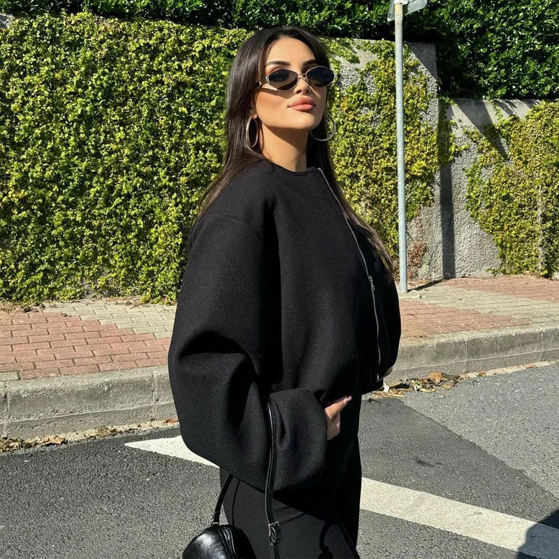 Giacca Bomber Nera Donna | Giubbotto Corto Elegante Invernale TIAMUSE
