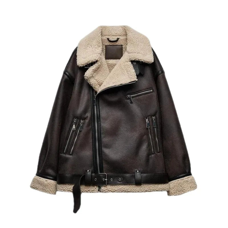 Giacca Donna Invernale Tipo Aviatore Marrone | Olivia TIAMUSE Outwear