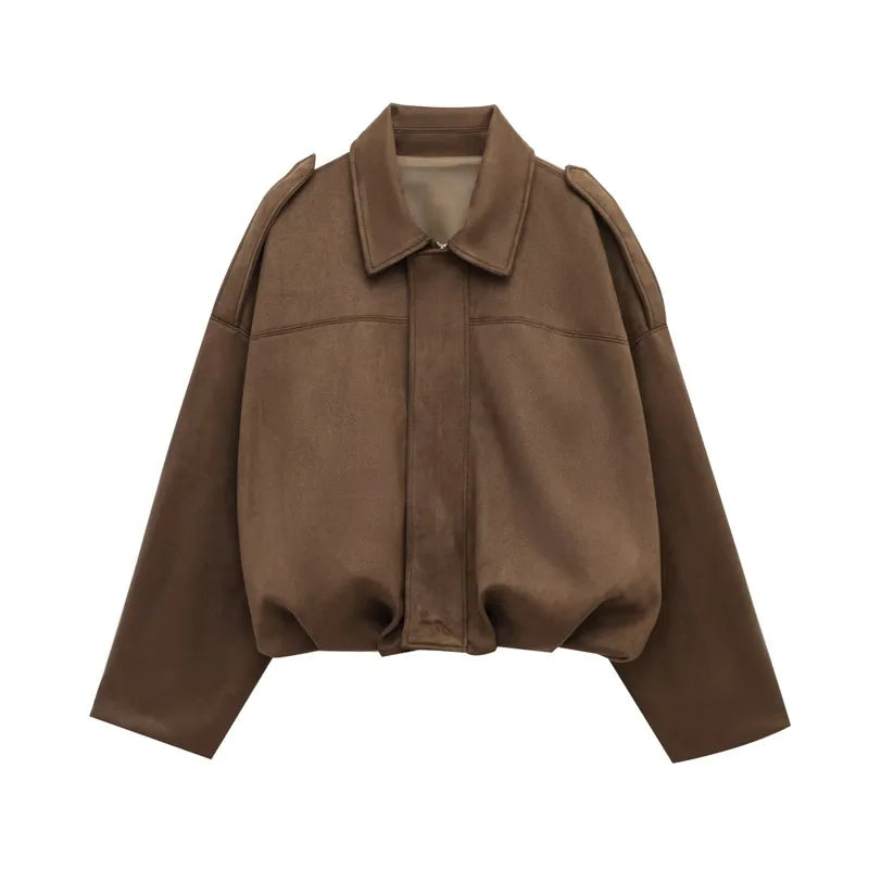 Giacca Donna effetto Suede con Zip | Perfetta per Look Autunnali e Primaverili TIAMUSE November