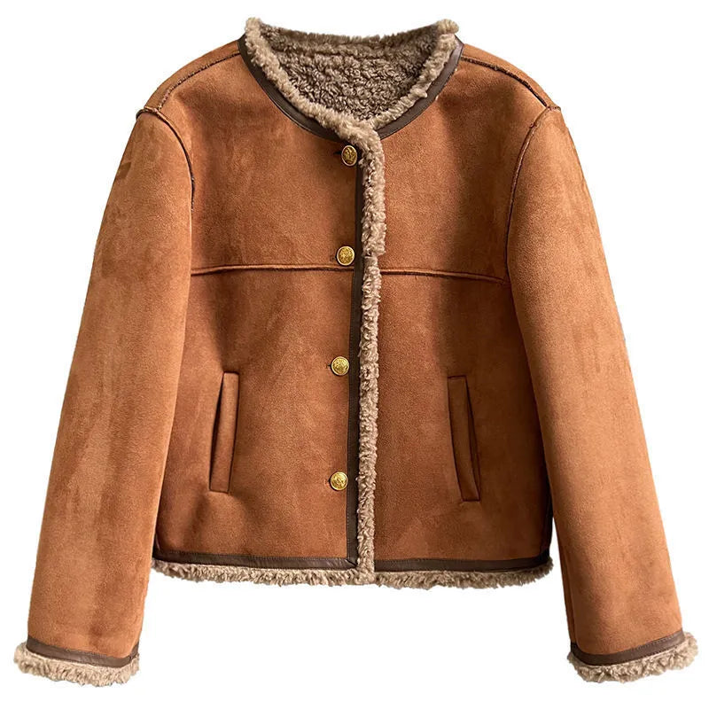 Giacca Donna in Suede Foderata in Sherpa per la Stagione Invernale | Benitha TIAMUSE Jackets
