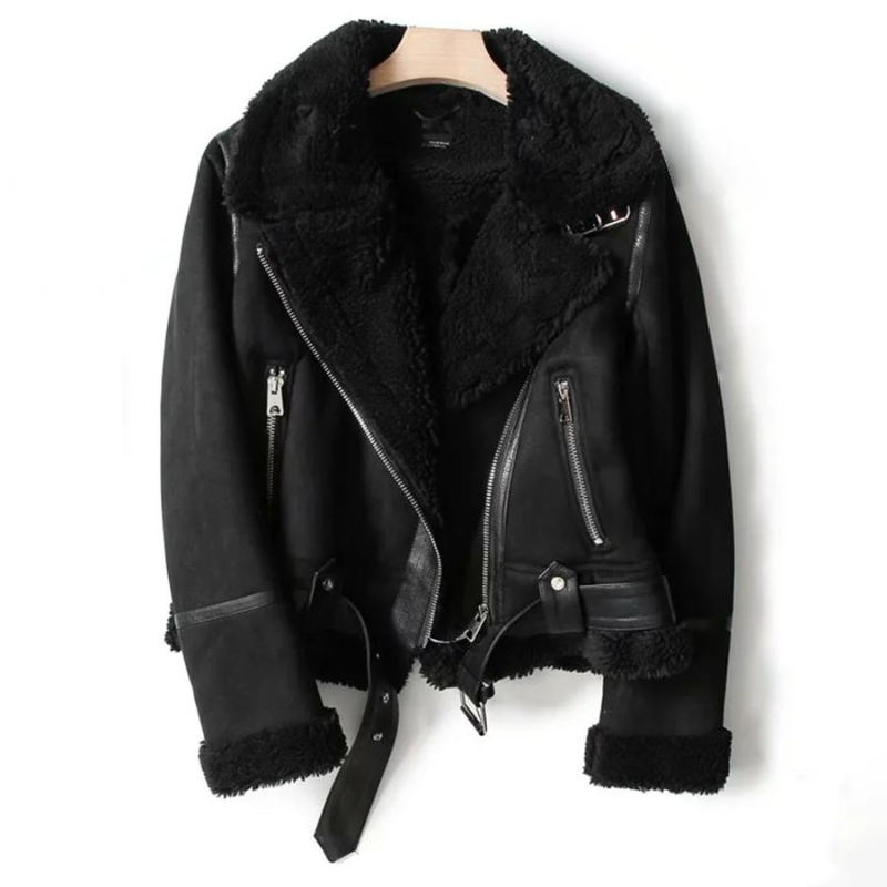 Giacca Invernale da Donna con Fodera in Pelliccia Ecologica | Stile Biker Trendy TIAMUSE Outwear