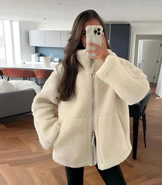Giacca Teddy da Donna con Zip | Calda Giacca Invernale Morbida e di Tendenza TIAMUSE Jackets