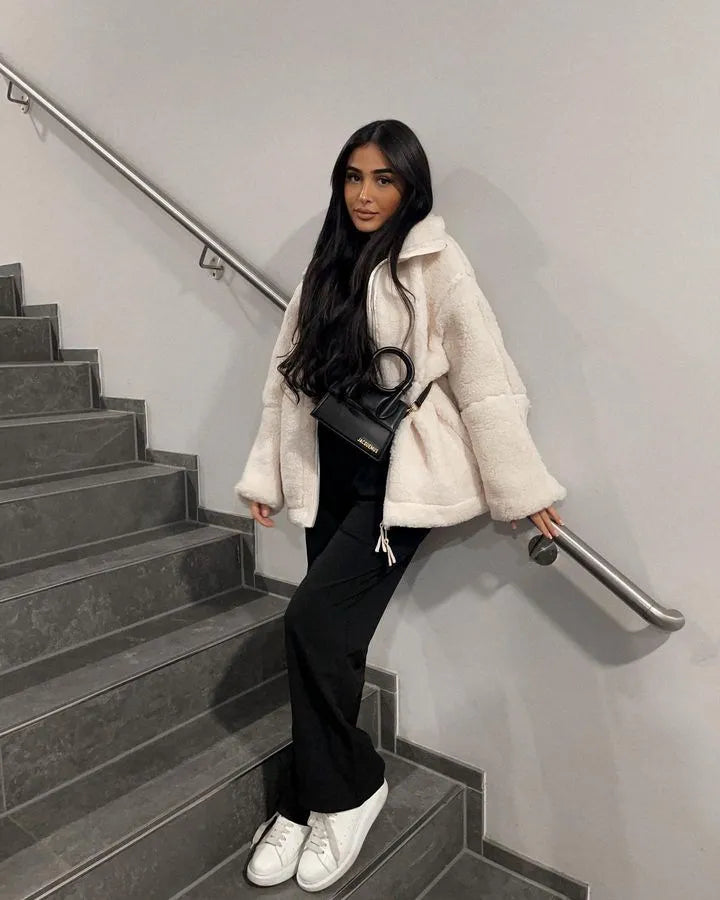Giacca Teddy da Donna con Zip | Calda Giacca Invernale Morbida e di Tendenza TIAMUSE Jackets