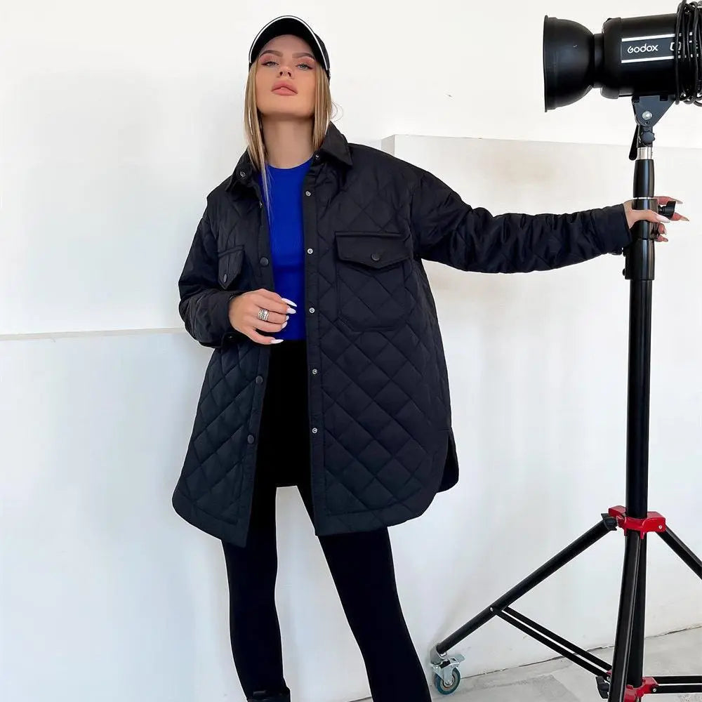 Giacca Trapuntata Lunga da Donna | Cappotto Leggero per Autunno e Inverno TIAMUSE Jackets
