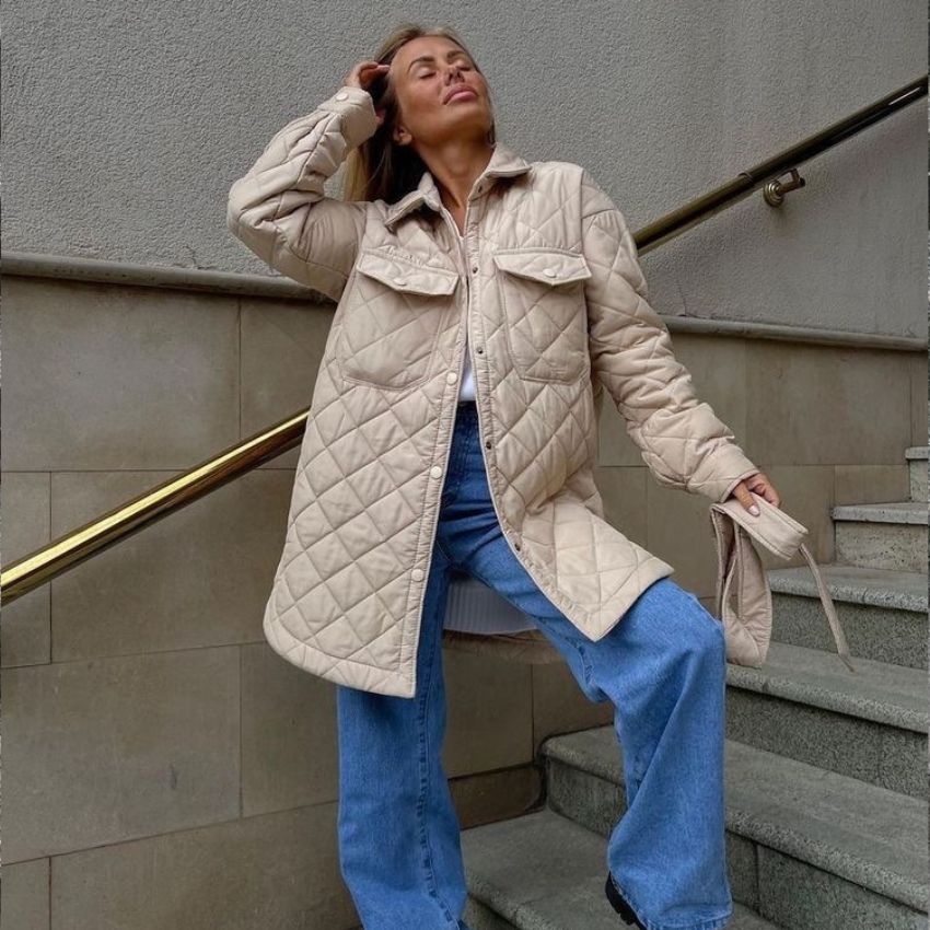 Giacca Trapuntata Lunga da Donna | Cappotto Leggero per Autunno e Inverno TIAMUSE Jackets