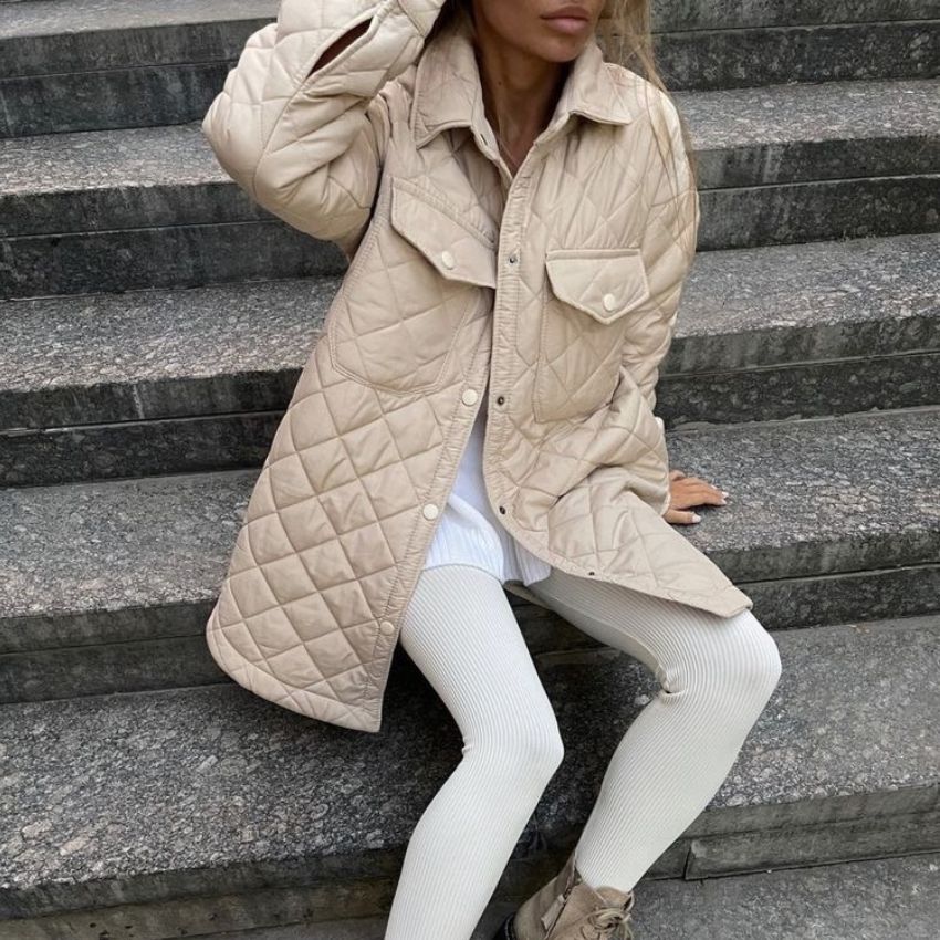 Giacca Trapuntata Lunga da Donna | Cappotto Leggero per Autunno e Inverno TIAMUSE Jackets