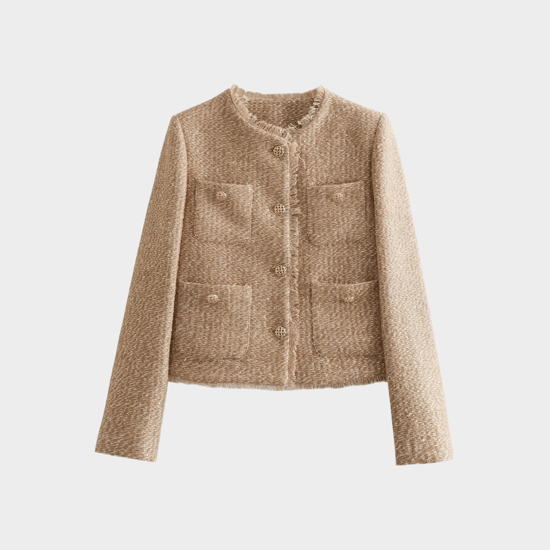 Giacca Tweed Beige Donna | Giacca Elegante per Ufficio e Occasioni Speciali Autunno Inverno 2025 TIAMUSE Giacca di tweed