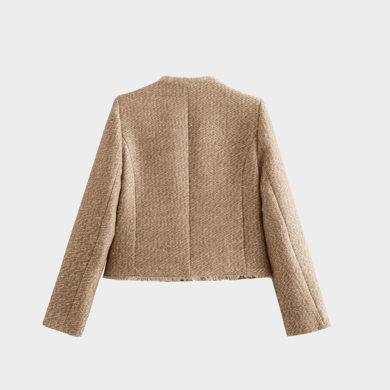 Giacca Tweed Beige Donna | Giacca Elegante per Ufficio e Occasioni Speciali Autunno Inverno 2025 TIAMUSE Giacca di tweed