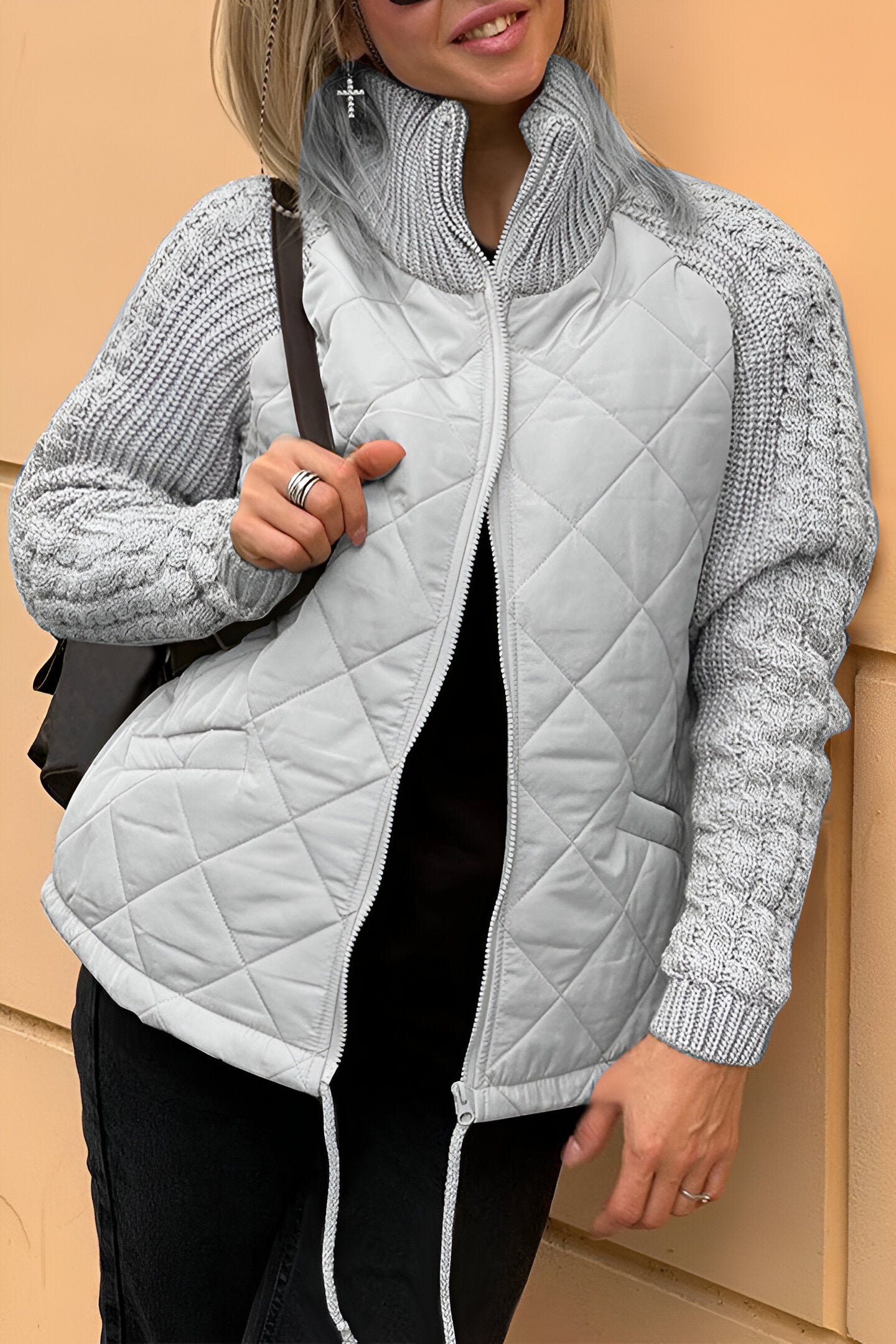 Giacca a Maglia Donna con Zip | Stile Patchwork per il Comfort di Autunno e Inverno TIAMUSE Older