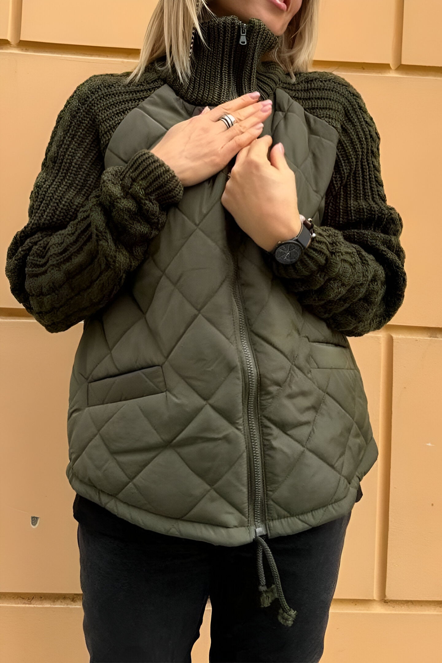 Giacca a Maglia Donna con Zip | Stile Patchwork per il Comfort di Autunno e Inverno TIAMUSE Older