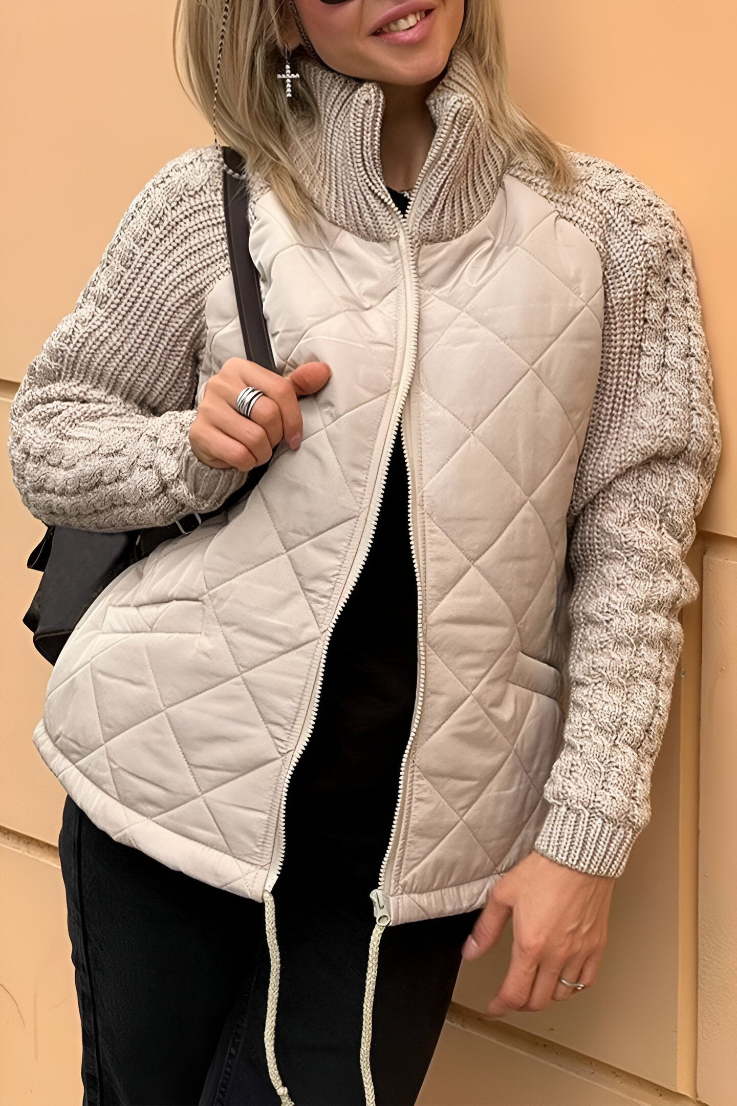 Giacca a Maglia Donna con Zip | Stile Patchwork per il Comfort di Autunno e Inverno TIAMUSE Older