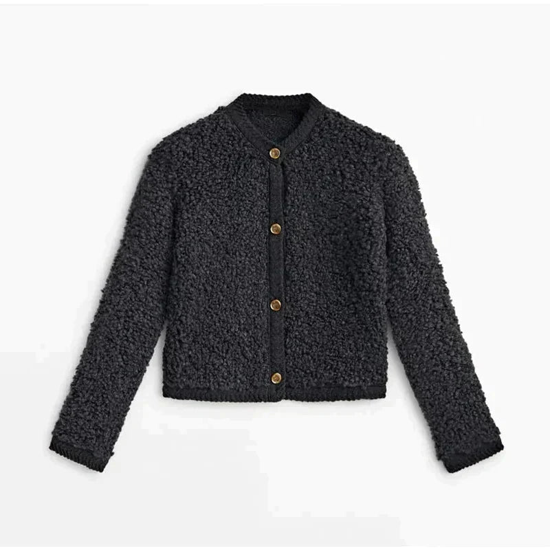Giacca da Donna in Pile Morbido con Bottoni Sul Davanti | Josefi TIAMUSE Outwear
