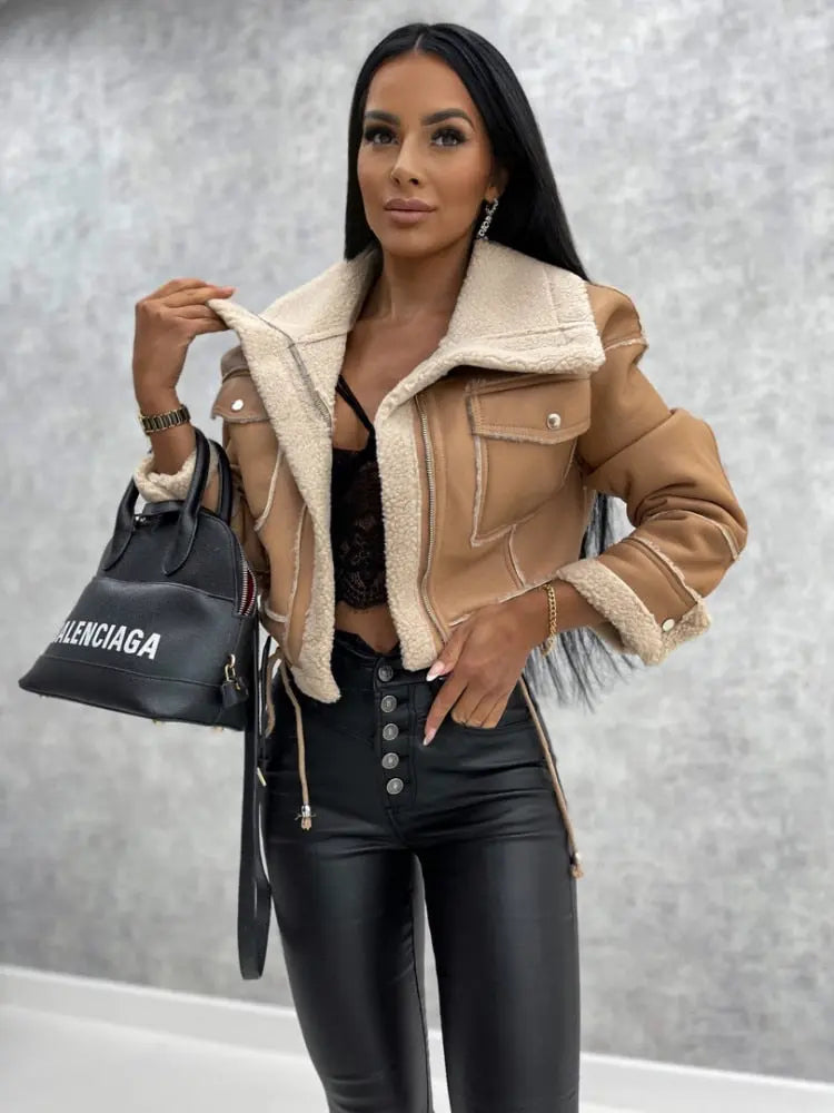 Giacca in Ecopelle da Donna | Foderata in Sherpa/Pile, Autunno/Inverno TIAMUSE Outwear