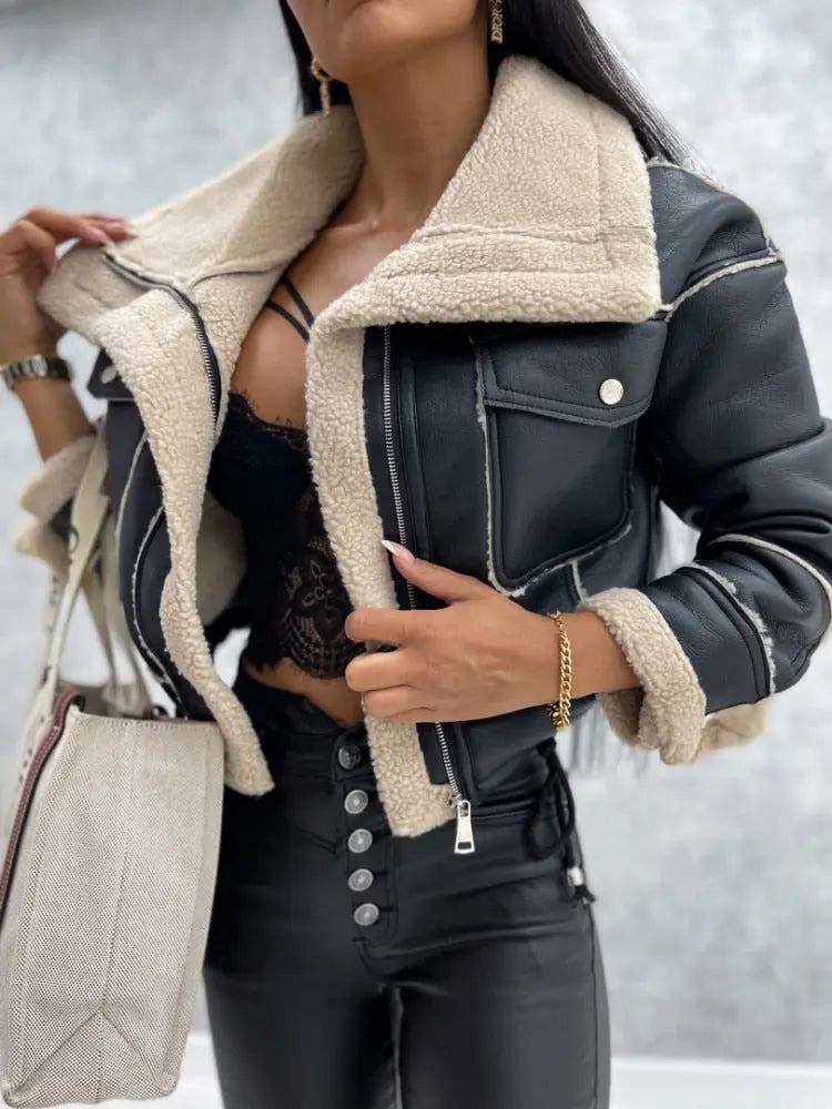 Giacca in Ecopelle da Donna | Foderata in Sherpa/Pile, Autunno/Inverno TIAMUSE Outwear