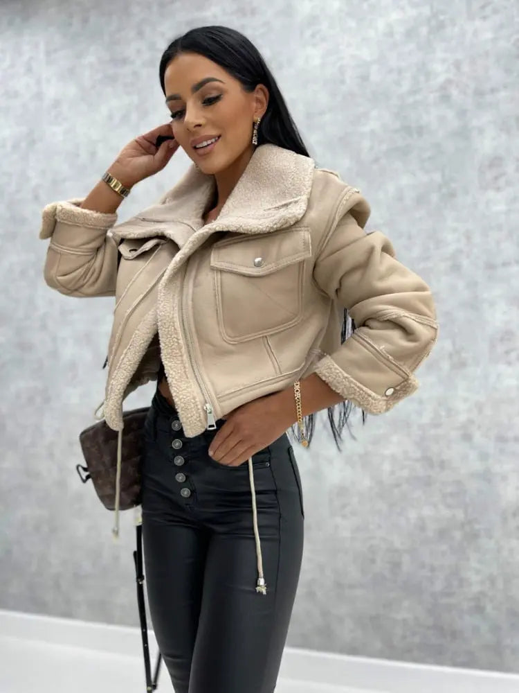 Giacca in Ecopelle da Donna | Foderata in Sherpa/Pile, Autunno/Inverno TIAMUSE Outwear