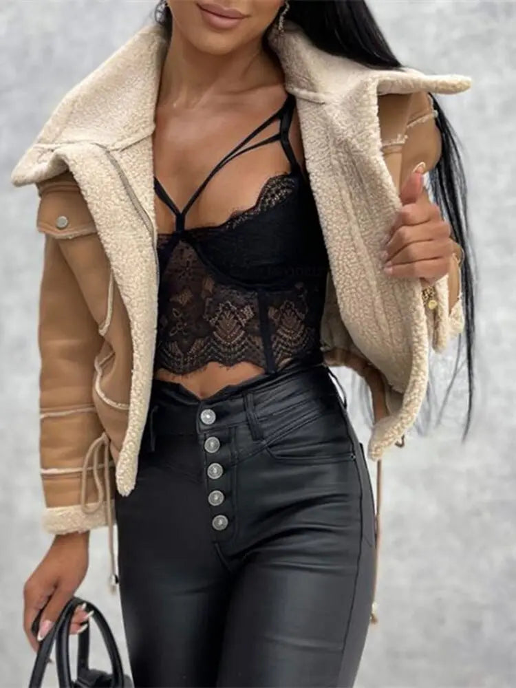 Giacca in Ecopelle da Donna | Foderata in Sherpa/Pile, Autunno/Inverno TIAMUSE Outwear