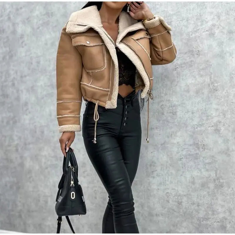Giacca in Ecopelle da Donna | Foderata in Sherpa/Pile, Autunno/Inverno TIAMUSE Outwear