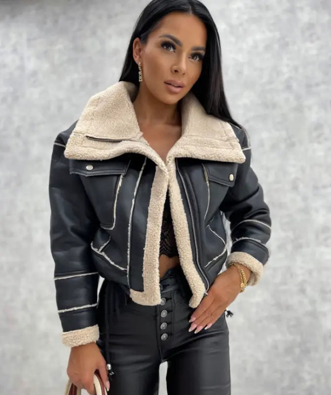 Giacca in Ecopelle da Donna | Foderata in Sherpa/Pile, Autunno/Inverno TIAMUSE Outwear
