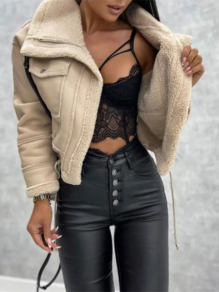 Giacca in Ecopelle da Donna | Foderata in Sherpa/Pile, Autunno/Inverno TIAMUSE Outwear